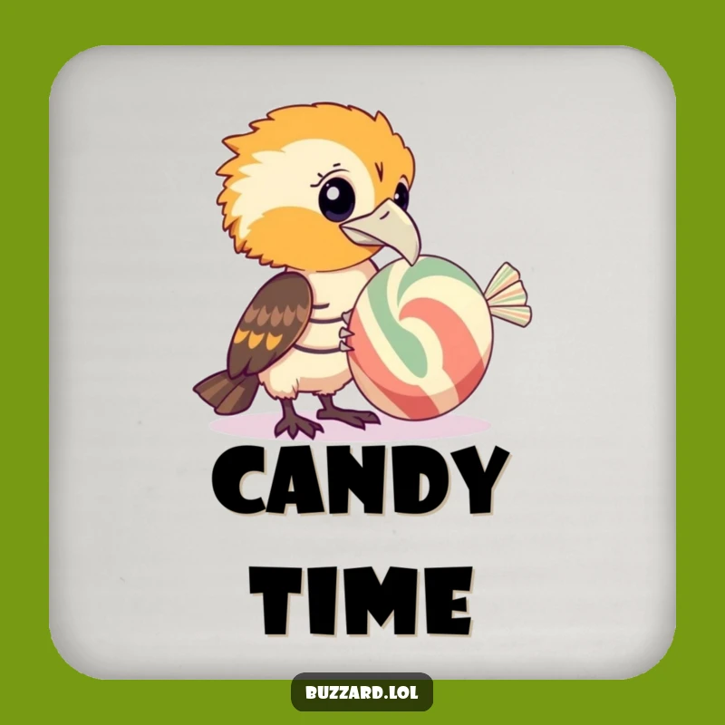 Funny Buzzard Candy Inspect Coaster: Protect Surfaces with Sweet Style