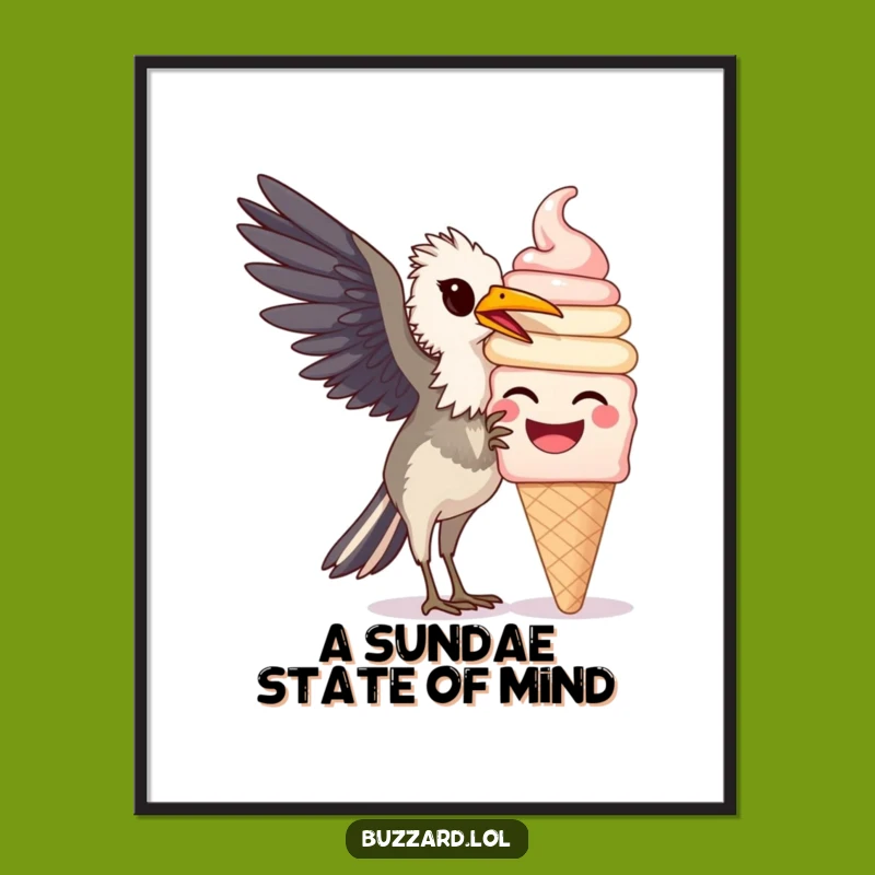 Funny Buzzard Ice Cream Dreams Poster: Sweet Wall Art