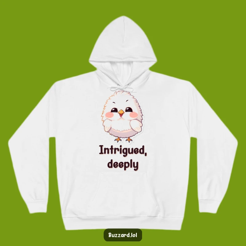 Funny Curious Bird Hoodie: Cozy Fluffy Character's Inquiry, Warm Funny Gift