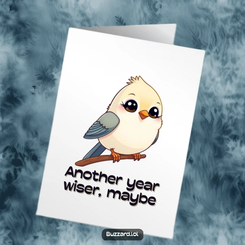 Funny Free Printable Birthday Card: Comical bird with wide eyes winking playfully, perfect for a lighthearted DIY gift.