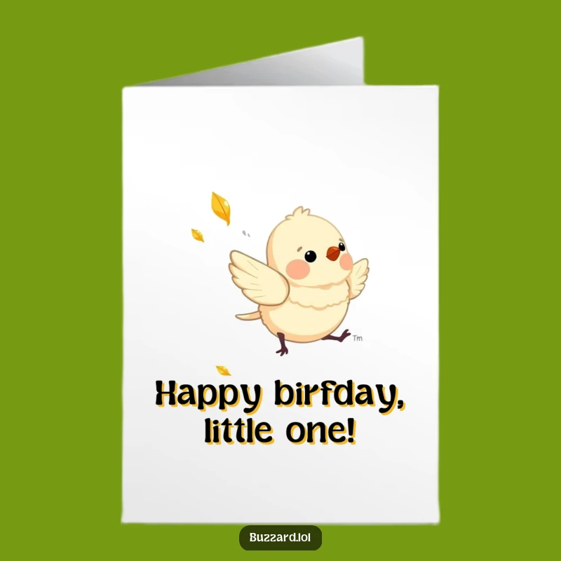 Free Printable Birthday Card: Playful Bird & Leaf, Funny Downloadable Gift!