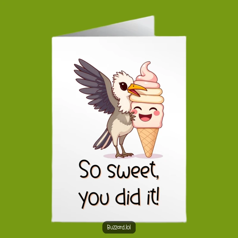 Free Printable Buzzard Ice Cream Congrats Card - Sweet Achievement Downloadable Gift