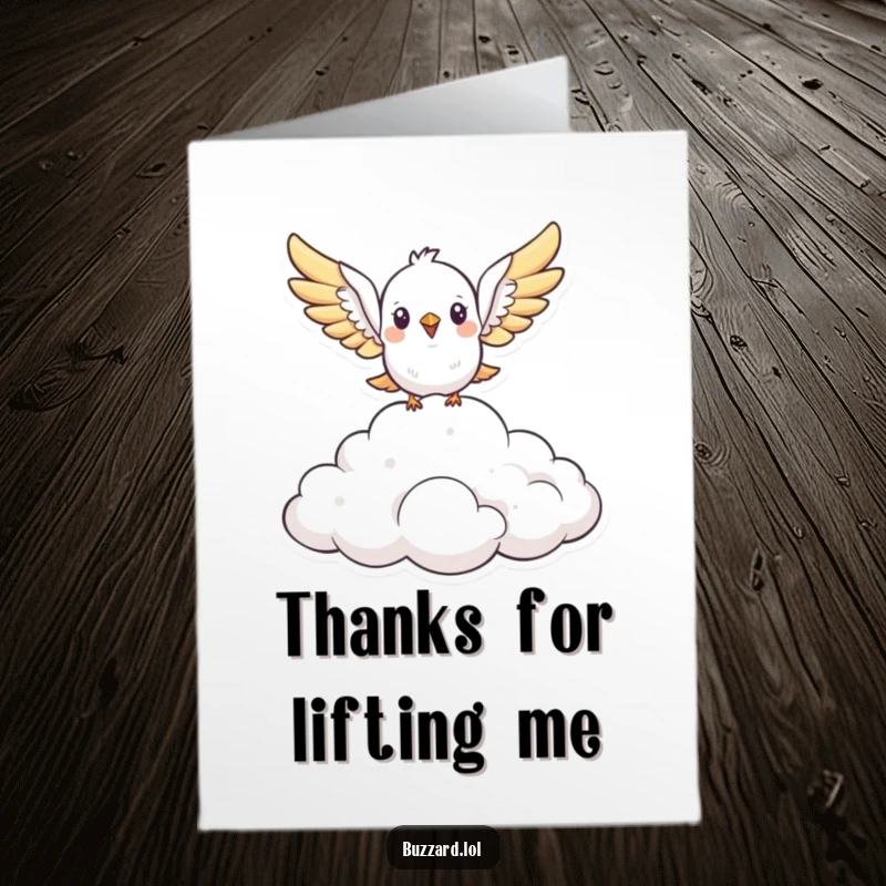 Funny Free Printable Bird Thank You Card: Cute stylized bird soaring over clouds, perfect downloadable gratitude.